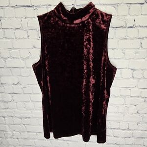 Vince Camuto Velvet Sleeveless Top in Rich Burgundy Size L